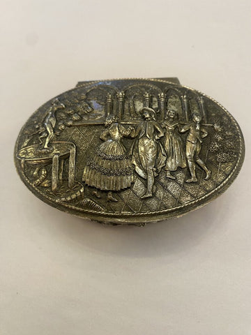 Vintage Silver Metal Trinket Box 4" x 1.5"