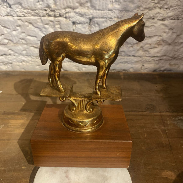 Vintage Brass 1960's Equestrian Trophy 4"w x 6"h