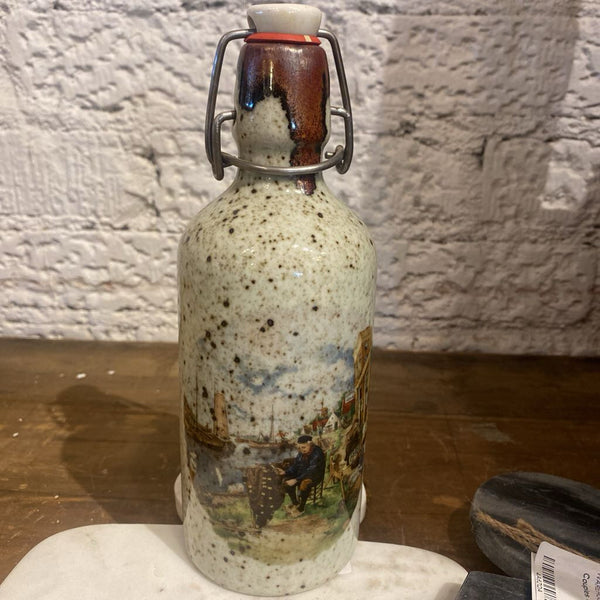 Vintage German Pottery Beer Bottle 8.5"h x 4"w
