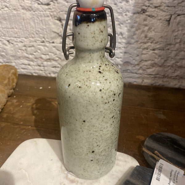 Vintage German Pottery Beer Bottle 8.5"h x 4"w