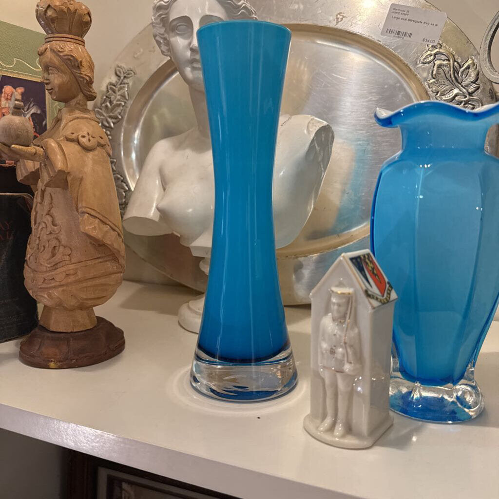 Cased glass teal vase