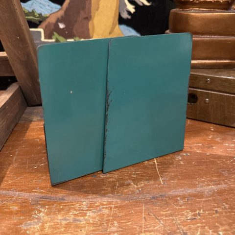 Vintage blue metal bookends pair