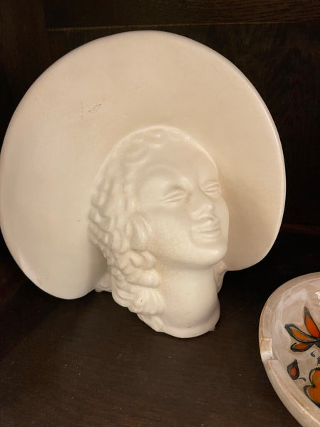 Vintage Royal Haeger Art Deco 1930's Lafy Bust w/hat Vase as is