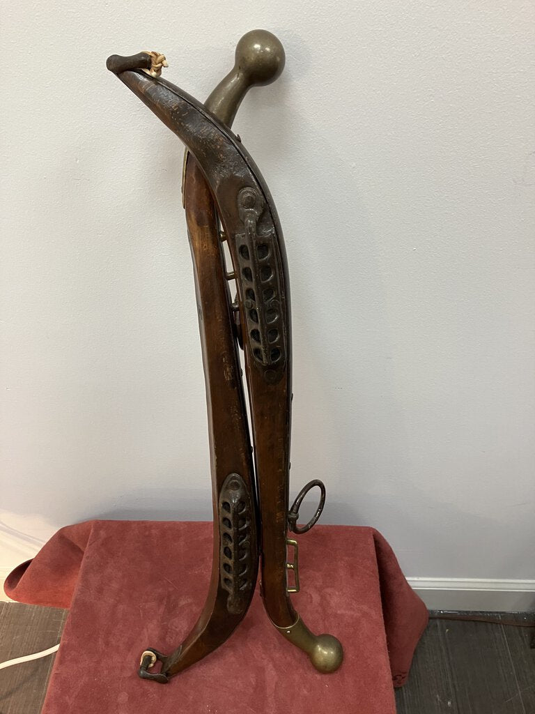 Antique Horse Mule Yoke Hames Harness 28" Wood & brass