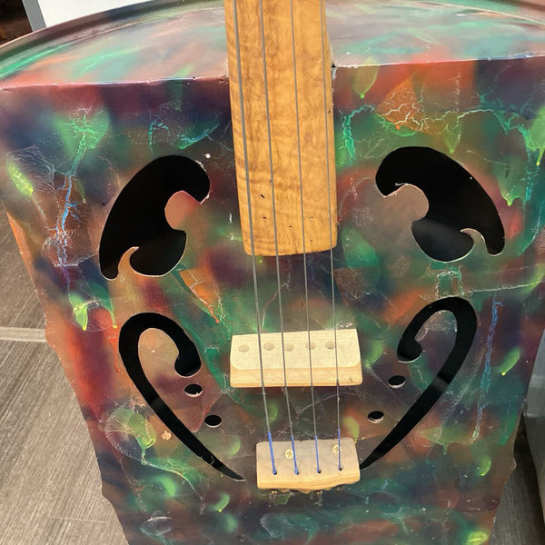 Oil drum stand-up bass by local artist