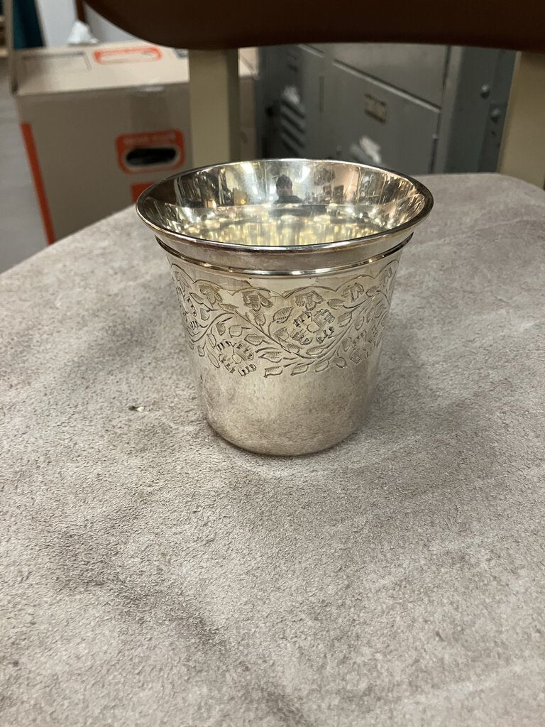 Silver plate carved cup