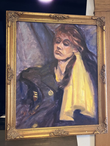Original oil painting - Girl with Yellow Silk Scark