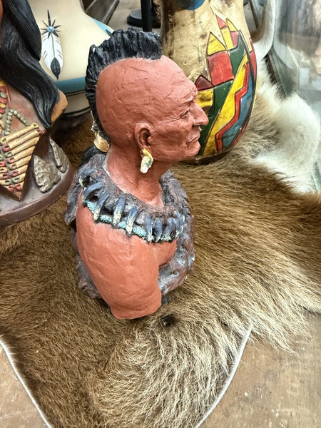 Vintage Signed Monfort 1980 Original Western Sculpture Black Hawk Native Indian