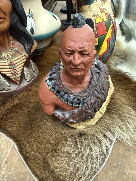 Vintage Signed Monfort 1980 Original Western Sculpture Black Hawk Native Indian