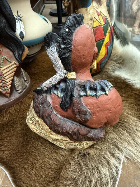 Vintage Signed Monfort 1980 Original Western Sculpture Black Hawk Native Indian