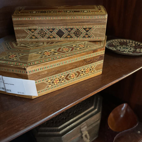 pair of marquetry boxes