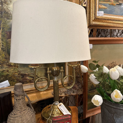 Brass double lamp as found 20in tall