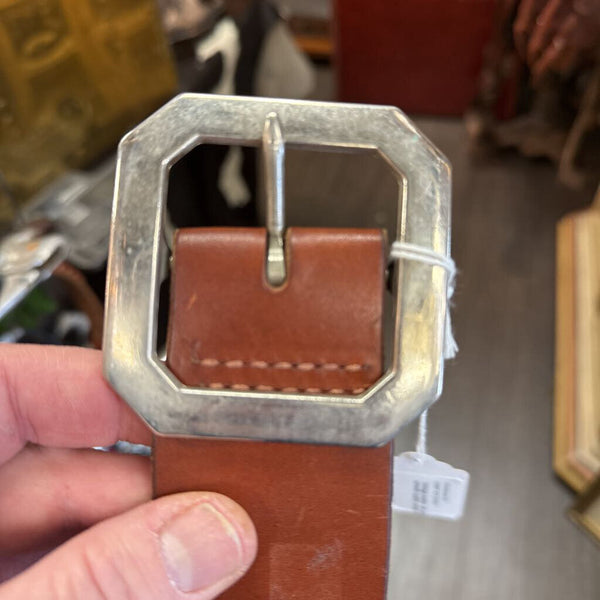 Vintage leather .38 cartridge belt, chrome buckle, small, LH