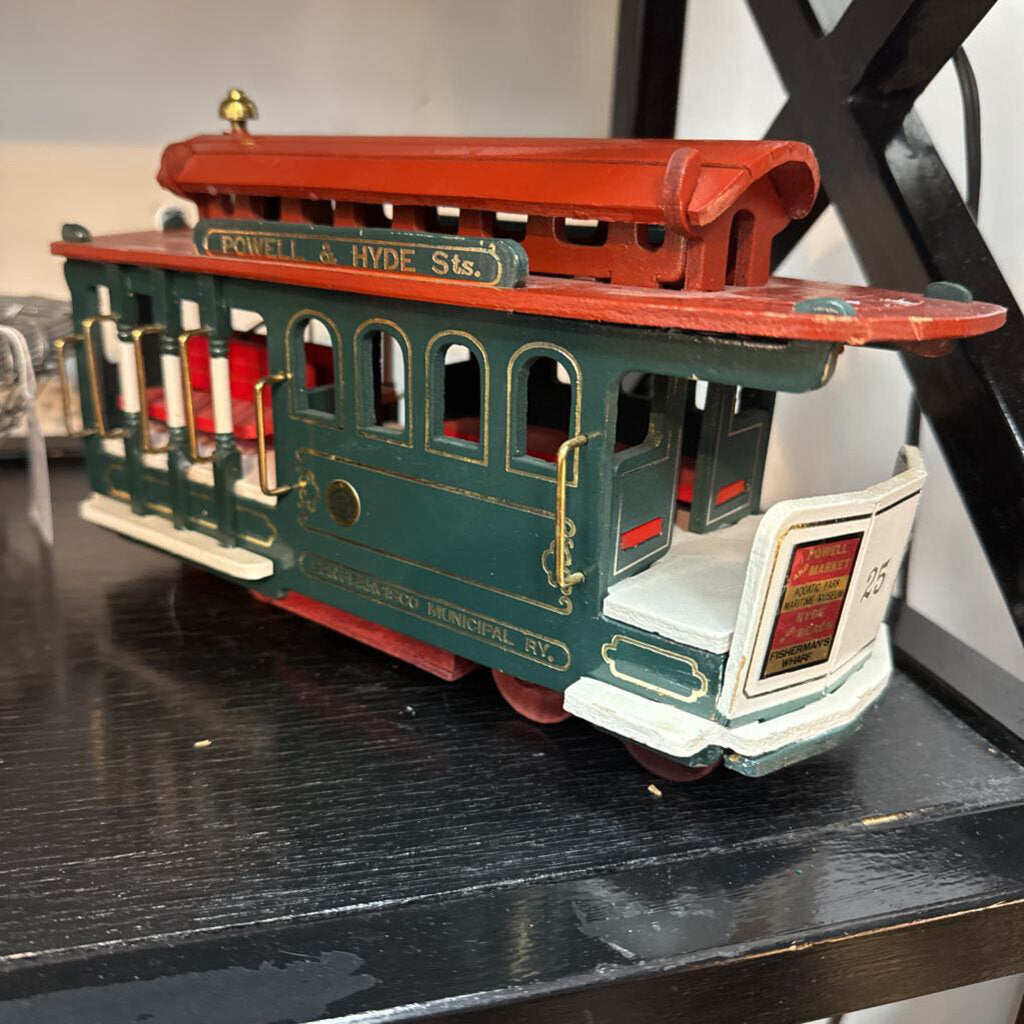 Wooden San Francisco Trolley with music box