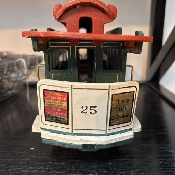 Wooden San Francisco Trolley with music box