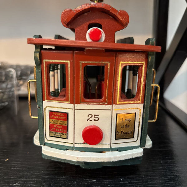 Wooden San Francisco Trolley with music box