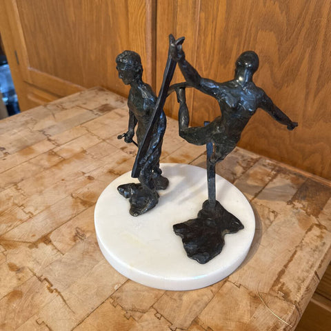 Ballerine and Gladiator, Arthur Norbut, 1979, patinated bronze 9" x 6" x 6"