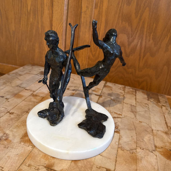 Ballerine and Gladiator, Arthur Norbut, 1979, patinated bronze 9" x 6" x 6"