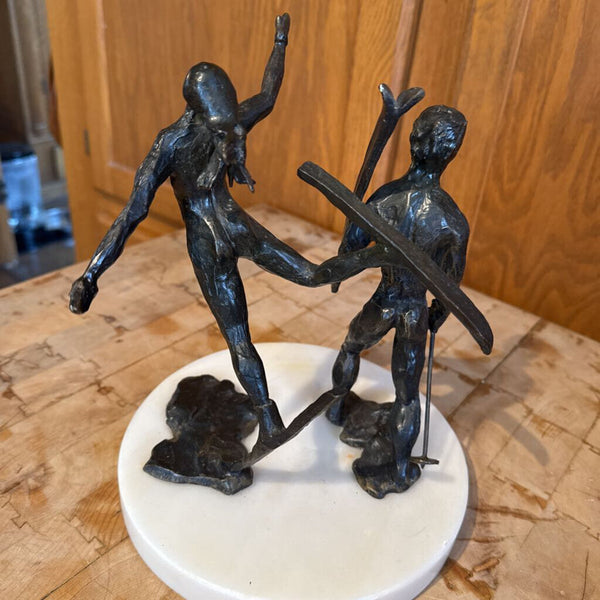 Ballerine and Gladiator, Arthur Norbut, 1979, patinated bronze 9" x 6" x 6"