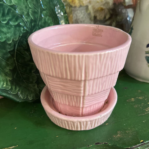 Pink McCoy basket weave planter
