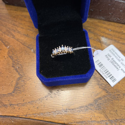 14K Sapphire and Diamond Band Ring (Sizable)