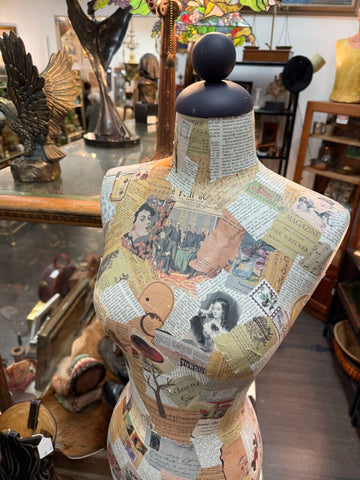 Vintage mannequin with ephemera