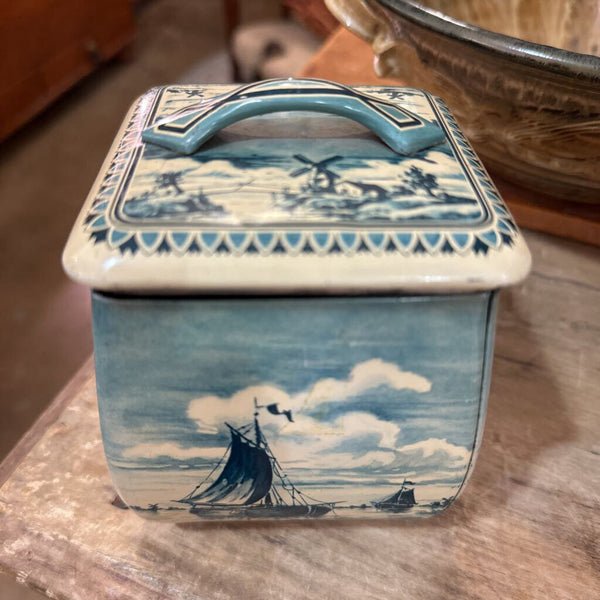 Vintage Dutch Holland Windmill Biscuit Tin