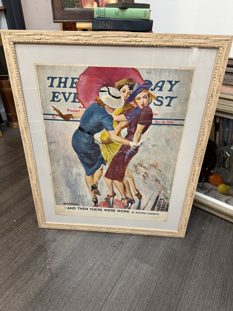 Saturday Evening Post, original lithograph, framed - Art By John Lagatta (1939) 22x29"