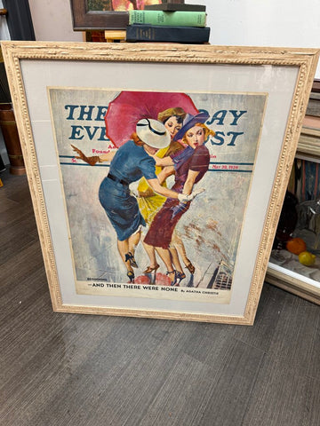 Saturday Evening Post, original lithograph, framed - Art By John Lagatta (1939) 22x29"