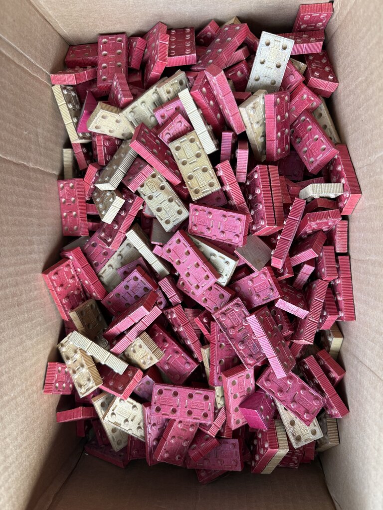 Vintage lot of wooden toys, Vintage 1940's HALSAM American Bricks Wood Building Blocks Red & Tan