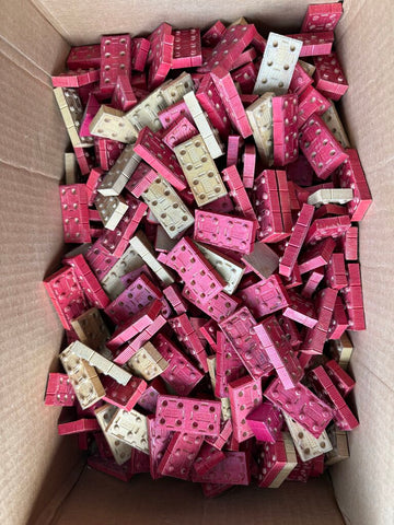 Vintage lot of wooden toys, Vintage 1940's HALSAM American Bricks Wood Building Blocks Red & Tan