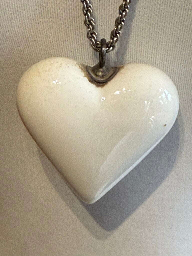 Royal Copenhagen Sterling Silver Necklace with White Porcelain Heart Pendant