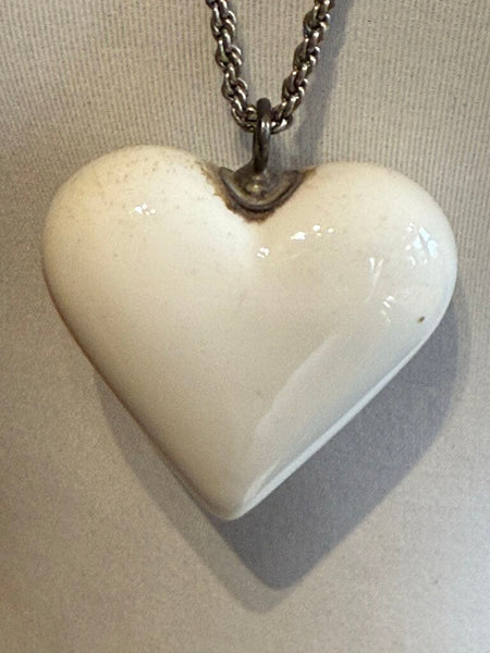Royal Copenhagen Sterling Silver Necklace with White Porcelain Heart Pendant