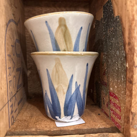 Blue pottery tulips