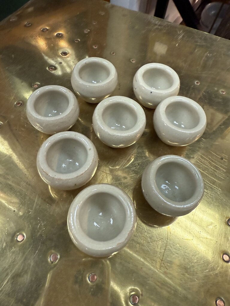 Vintage 8 French Ceramic Snail Cups Individual Pinch Pots