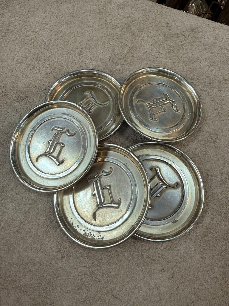 VINTAGE L.E. MASON CO. BOSTON MASS. 5 COASTERS IN LETTER "L"