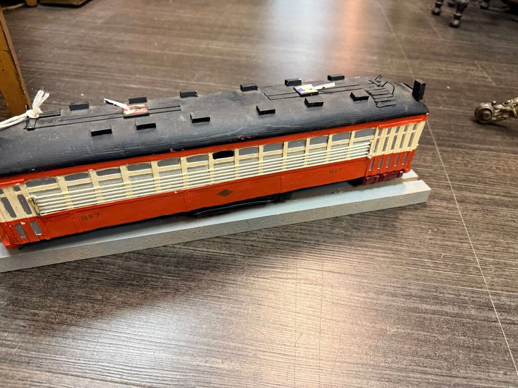 Hand Carved and Painted Wooden Electric Train Car W1795