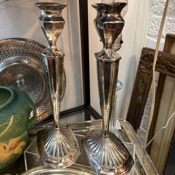 Pair Vintage Silver Plate Candlesticks