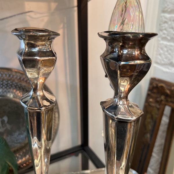 Pair Vintage Silver Plate Candlesticks