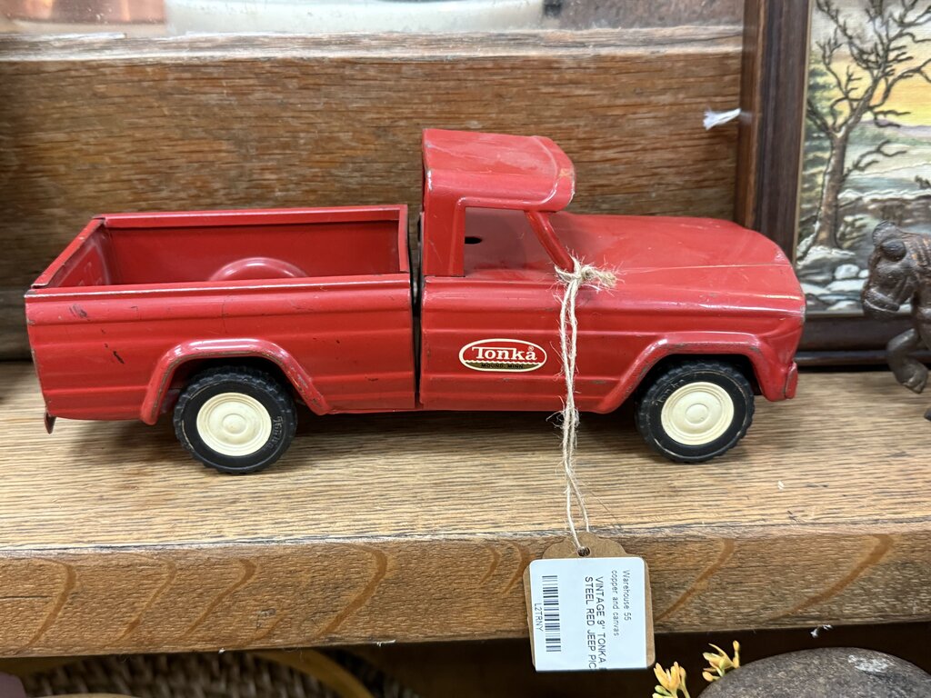 VINTAGE 9" TONKA PRESSED STEEL RED JEEP PICK UP TRUCK