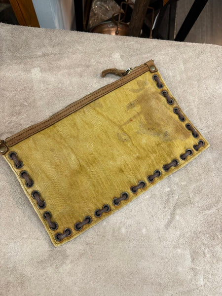 Massey canvas and leather pouch, as is