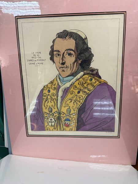 Raphael Jacquemin (French, 1821-1881) Hand Tinted Etching (custom 16"x20" matte board on foam sealed in plastic)