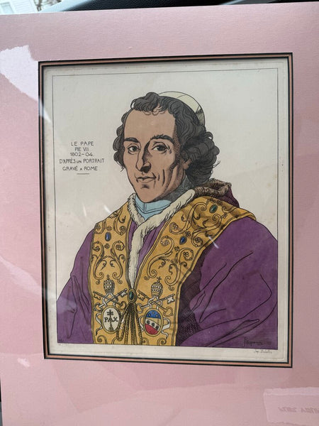 Raphael Jacquemin (French, 1821-1881) Hand Tinted Etching (custom 16"x20" matte board on foam sealed in plastic)