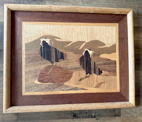 Vintage Wood Inlay Puffin Picture (Woods listed on the back) #W07