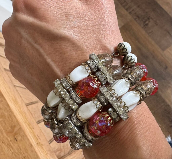 Hobe Glass Double Strand Vintage Bracelet
