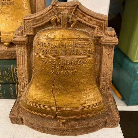 Vintage Syrocco Wood LIberty Bell Bookends 6.5"h x 5"w