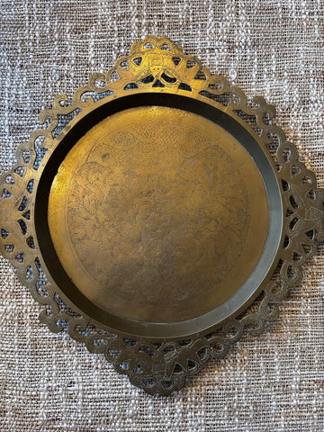 Vintage Ornate Brass Tray