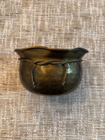 Vintage Brass Planter With Rope Tassel