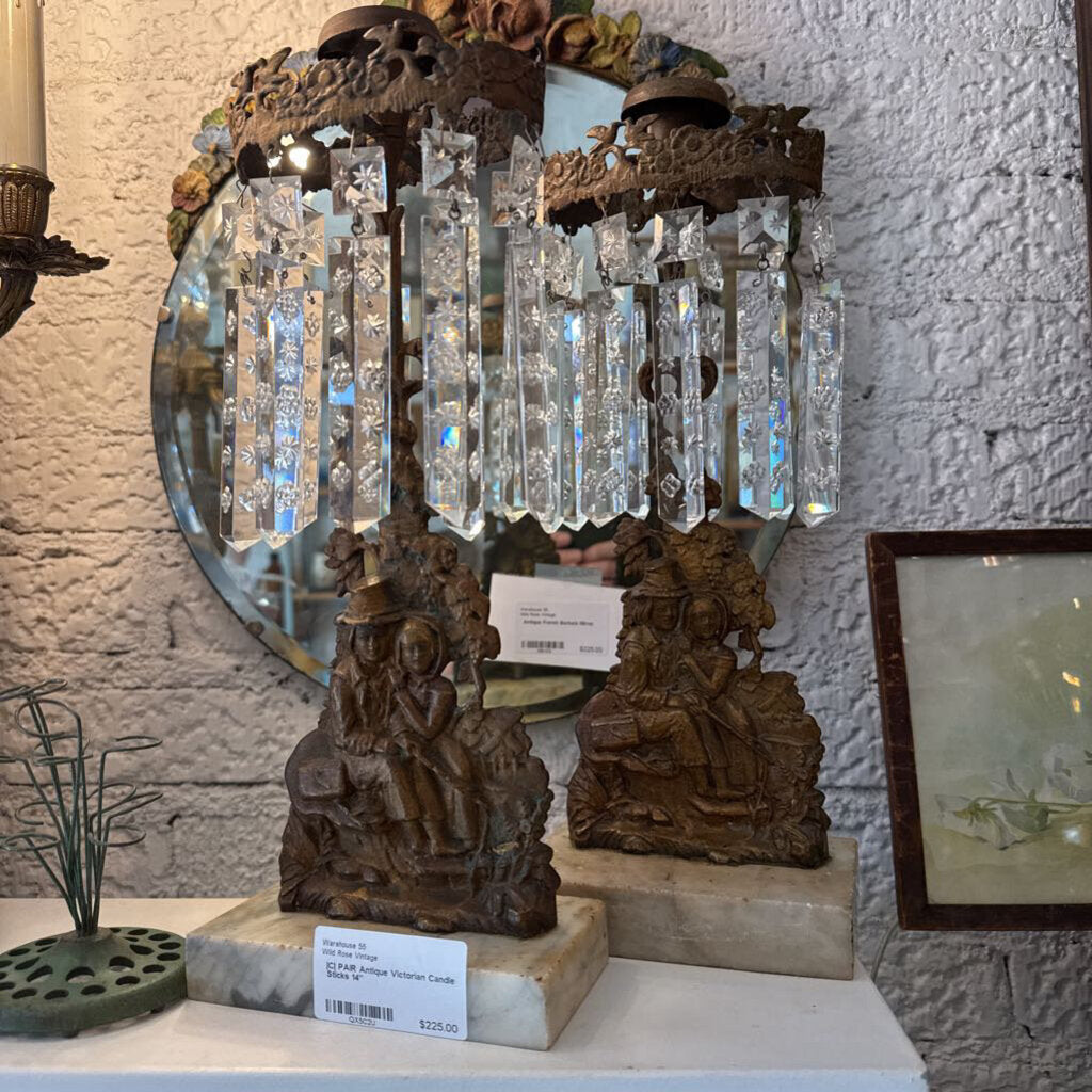 |C| PAIR Antique Victorian Candle Sticks 14"
