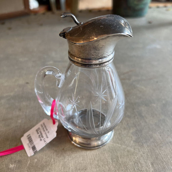 |C| Vintage Cut Crystal & Sterling Silver Syrup